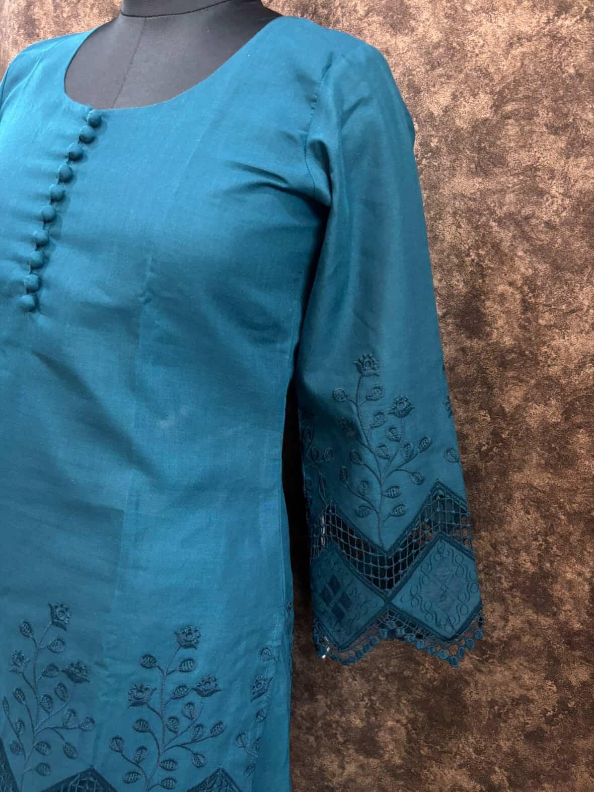 Rang Riwayat | Deep Teal Floral Embroidered Set